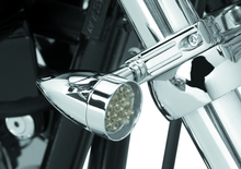 이미지를 갤러리 뷰어에 로드 , Bikers Choice Chrome Mini LED Turn Signals W/ 41 MM Clamp Universal Custom Pr