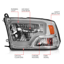 이미지를 갤러리 뷰어에 로드 , ANZO 2009-2020 Dodge Ram 1500 Full LED Square Projector Headlights w/ Chrome Housing Chrome Amber