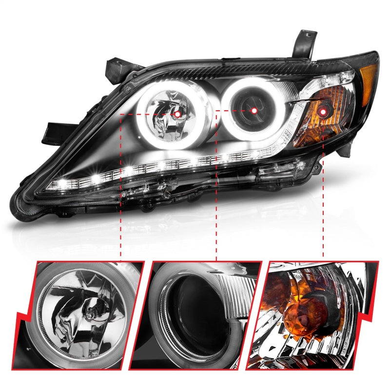 ANZO 2010-2011 Toyota Camry Proyector Faros delanteros con Halo Black (CCFL)