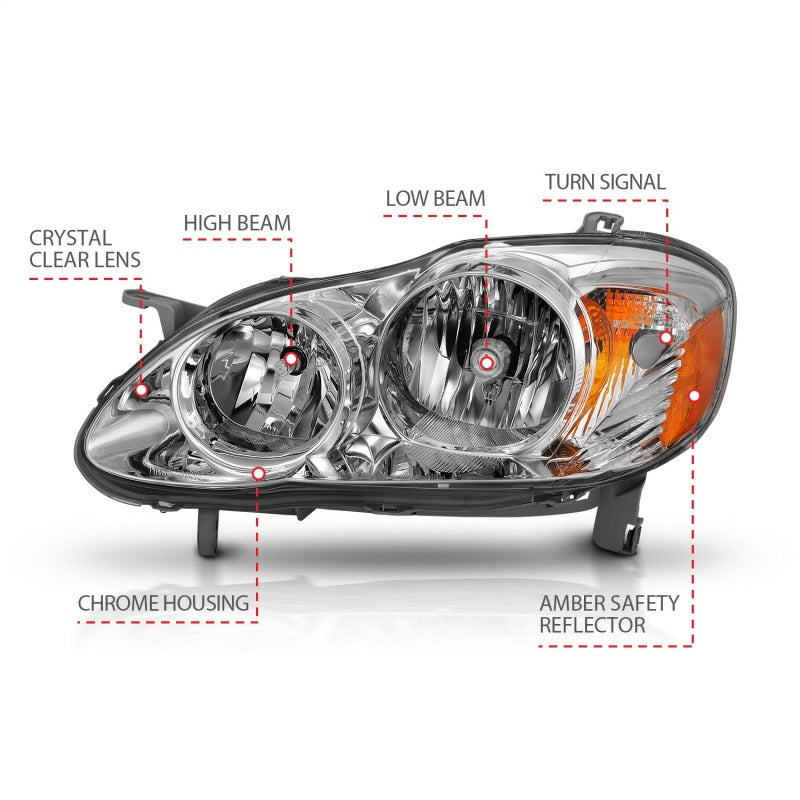 ANZO 2005-2008 Toyota Corolla Crystal Faro cromado ámbar