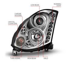 Cargar imagen en el visor de la galería, ANZO 2003-2007 Infiniti G35 Faros delanteros proyectores con Halo Chrome (CCFL) (compatible con HID)