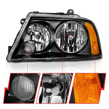 Charger l&#39;image dans la galerie, ANZO 2003-2006 Lincoln Navigator Crystal Headlights Black