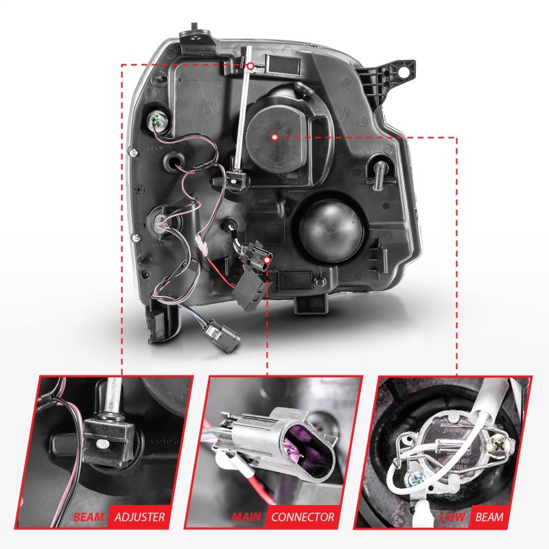 ANZO 2007-2014 Gmc Yukon Proyector Faros delanteros con Halo Chrome (CCFL)