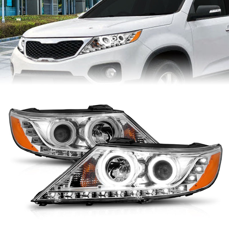 ANZO 2011-2013 Kia Sorento Proyector Faros delanteros con Halo Chrome (CCFL)