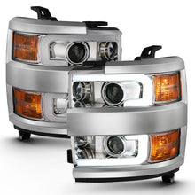 画像をギャラリービューアに読み込む, ANZO 2015-2016 Chevrolet Silverado Projector Headlights w/ Plank Style Design Chrome w/ Amber