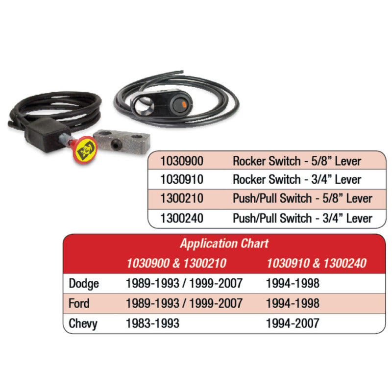 BD Diesel Rocker Switch Kit Freno de escape - Palanca manual de 3/4 pulg.