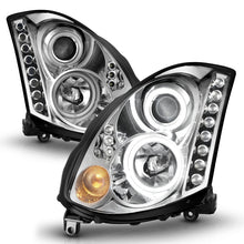 Load image into Gallery viewer, ANZO 2003-2007 Infiniti G35 Projector Headlights w/ Halo Chrome (CCFL) (HID Compatible)