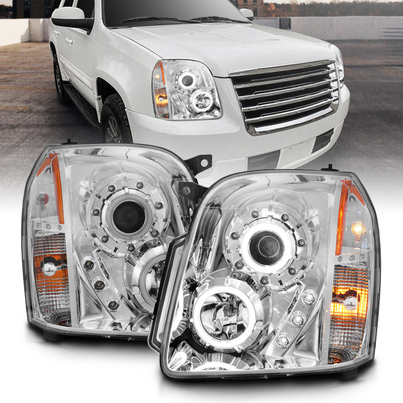 ANZO 2007-2014 Gmc Yukon Proyector Faros delanteros con Halo Chrome (CCFL)