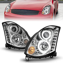 Cargar imagen en el visor de la galería, ANZO 2003-2007 Infiniti G35 Faros delanteros proyectores con Halo Chrome (CCFL) (compatible con HID)