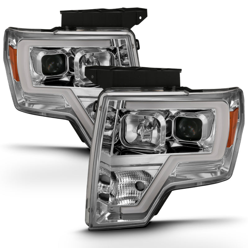 ANZO 2009-2014 Ford F-150 proyector faro estilo tablón cromo ámbar