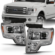 將圖片載入圖庫檢視器 ANZO 2009-2014 Ford F-150 Projector Headlight Plank Style Chrome Amber