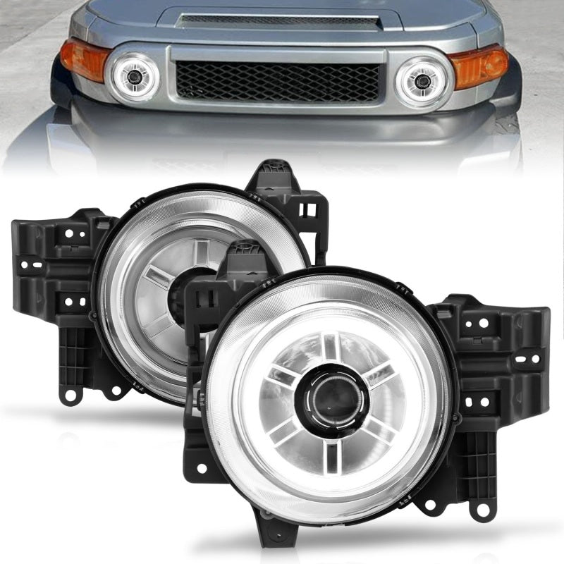 ANZO 2007-2013 Toyota Fj Cruiser Proyector Faros delanteros con Halo Chrome