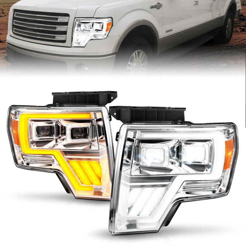 ANZO 09-14 Ford F-150 Full LED Proj Faros delanteros con función de inicio - Cromo