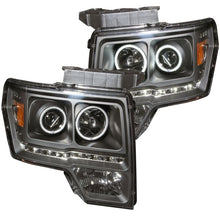 將圖片載入圖庫檢視器 ANZO 2009-2014 Ford F-150 Projector Headlights w/ Halo Black (CCFL) G2