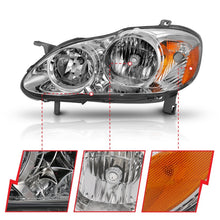 將圖片載入圖庫檢視器 ANZO 2005-2008 Toyota Corolla Crystal Headlight Chrome Amber