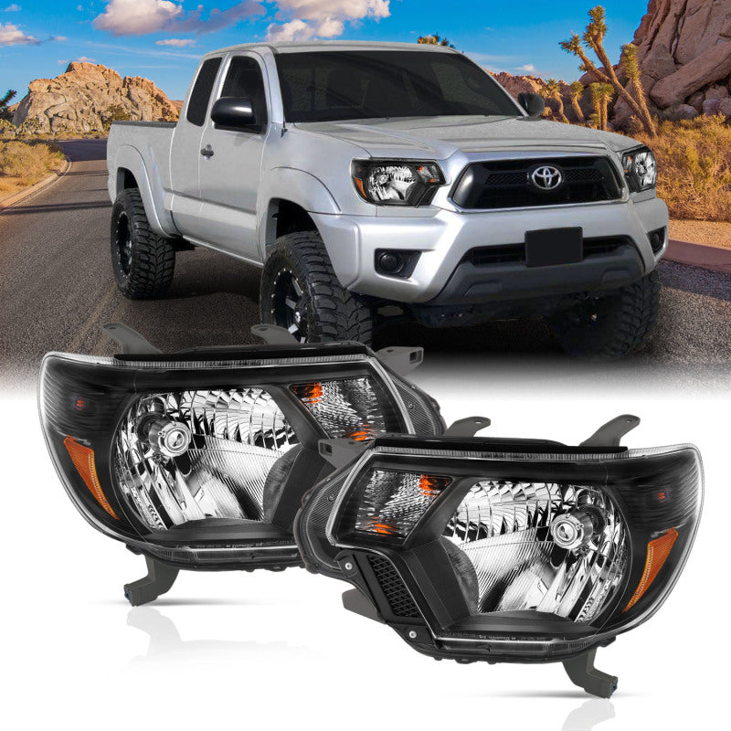 ANZO 2012-2015 Toyota Tacoma Crystal Faros delanteros negros