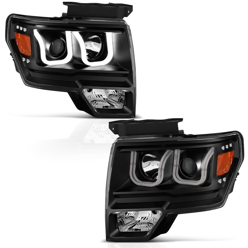 ANZO 2009-2014 Ford F-150 Proyector Faros delanteros con barra en U Negro