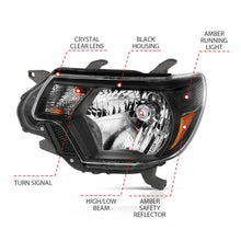 Cargar imagen en el visor de la galería, ANZO 2012-2015 Toyota Tacoma Crystal Faros delanteros negros