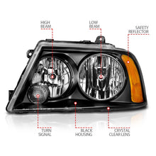 將圖片載入圖庫檢視器 ANZO 2003-2006 Lincoln Navigator Crystal Headlights Black