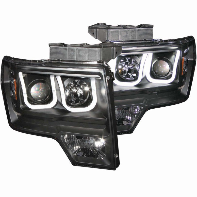 ANZO 2009-2014 Ford F-150 Proyector Faros delanteros con barra en U Negro