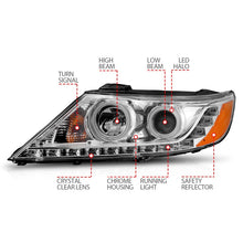 Laden Sie das Bild in den Galerie-Viewer, ANZO 2011–2013 Kia Sorento Projektor-Scheinwerfer mit Halo-Chrom (CCFL)