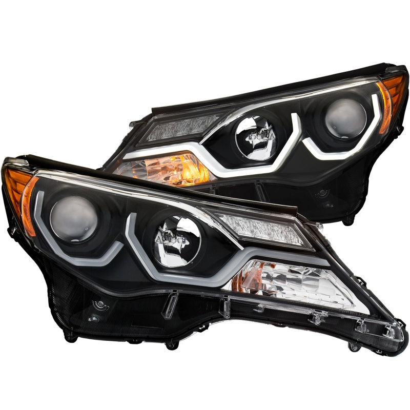 ANZO 2013-2015 Toyota Rav4 Faros delanteros con proyector con diseño estilo tablón negro