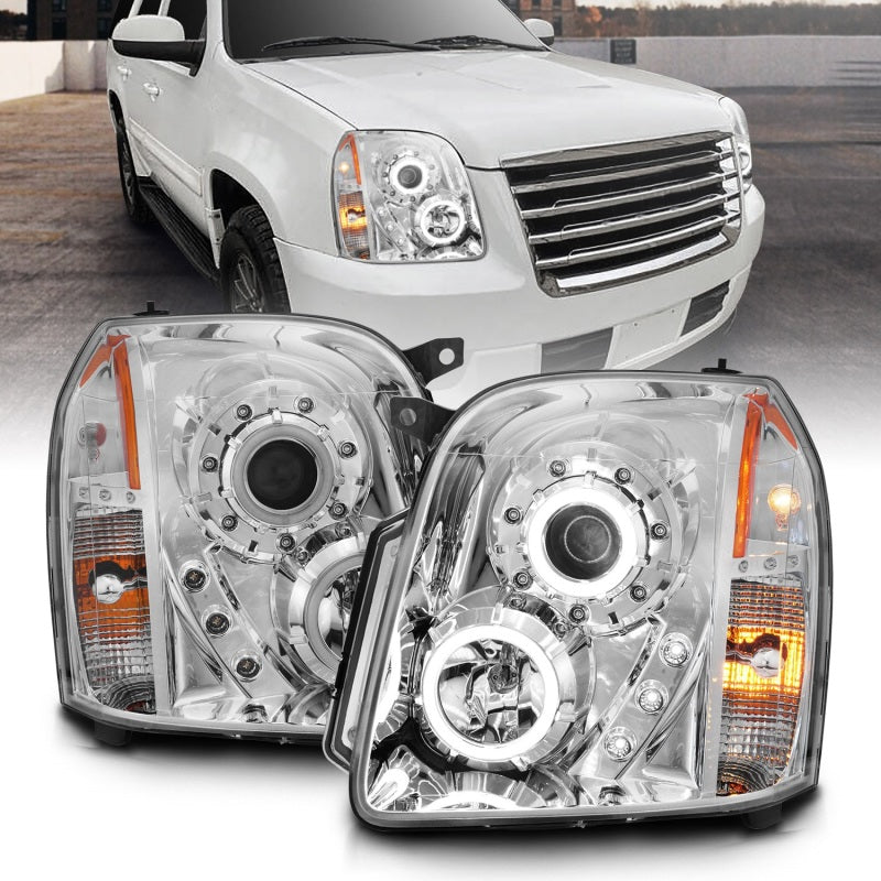 ANZO 2007-2014 Gmc Yukon Proyector Faros delanteros con Halo Chrome (CCFL)