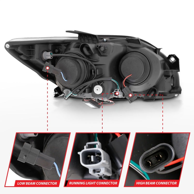 ANZO 2005-2010 Scion Tc Proyector Faros delanteros con Halo Black (CCFL)