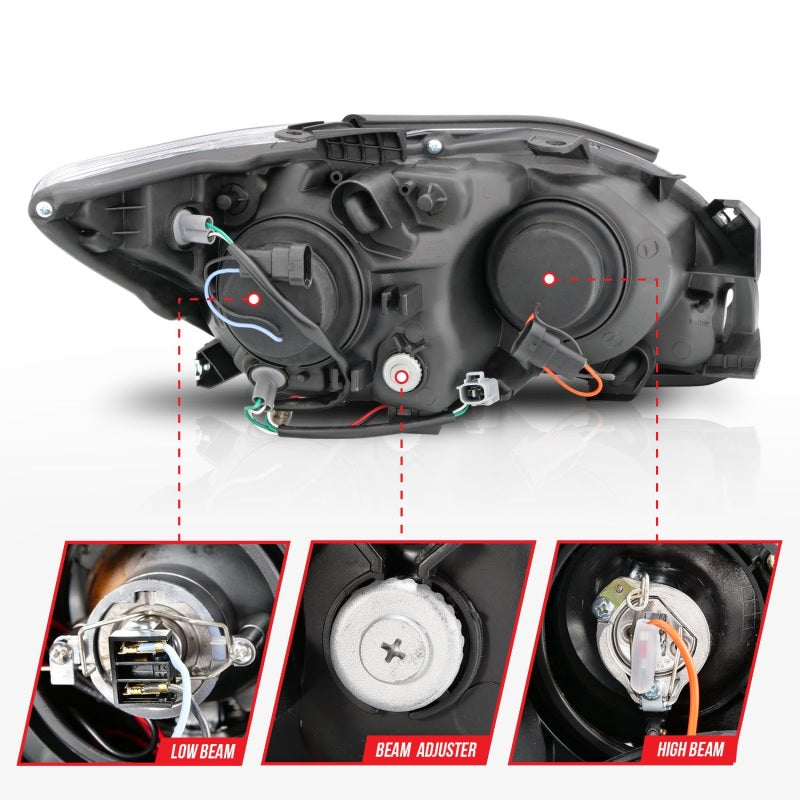 ANZO 2005-2010 Scion Tc Proyector Faros delanteros con Halo Chrome (CCFL)